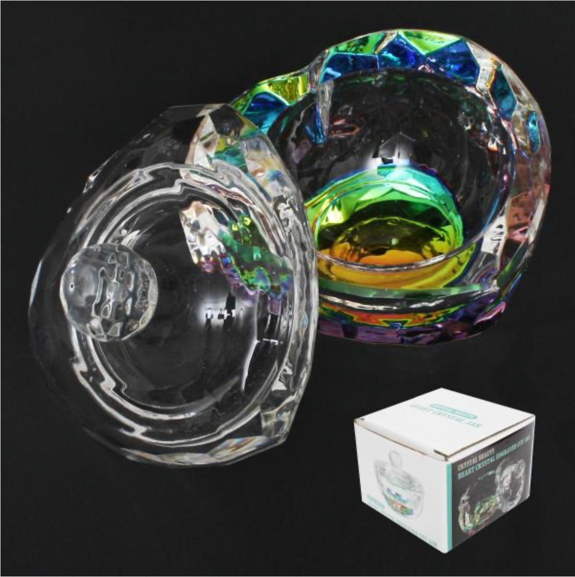 Crystal Beauty Premium Large & Heavy Powder Jar | Heart Shaped
