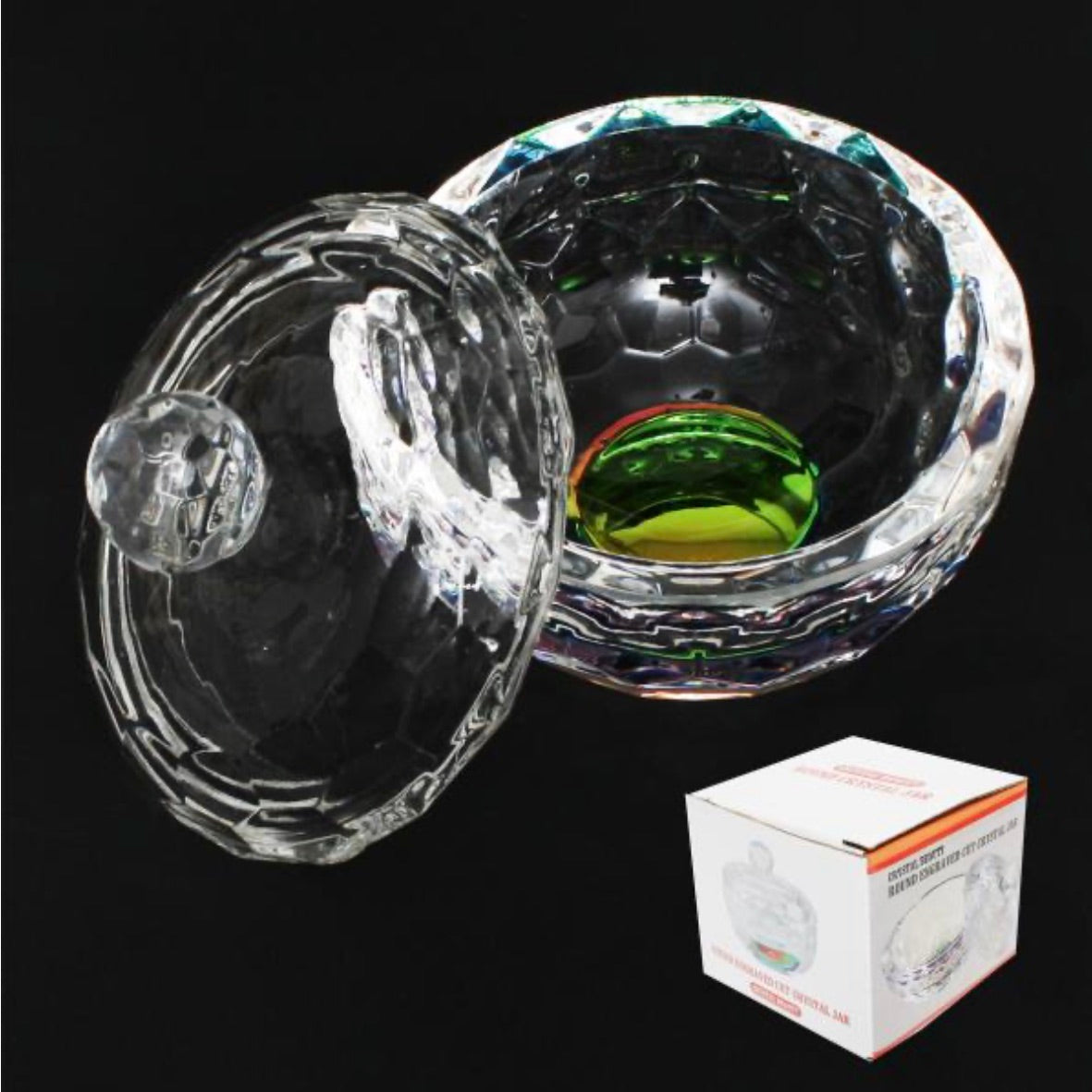 Crystal Beauty Premium Large & Heavy Powder Jar | Round Shaped