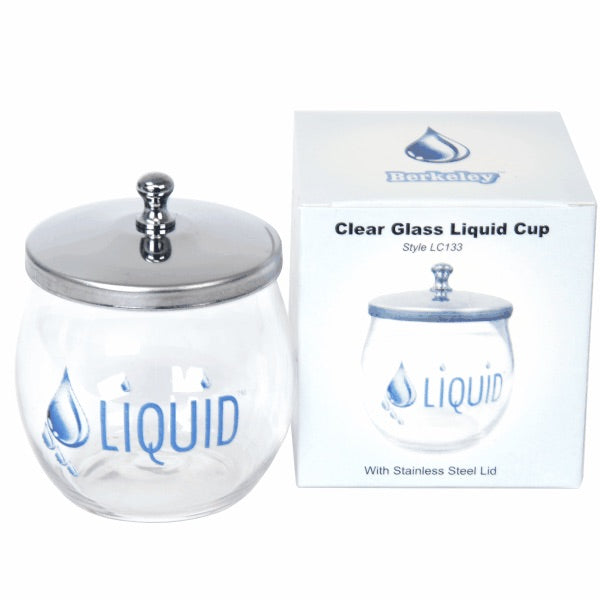 Liquid Cup - Clear Glass with Lid