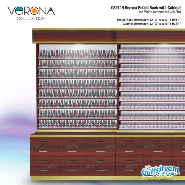 Verona Polish Rack with Cabinet